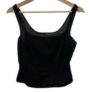 Vogue black vintage lace crop corset tank top size L